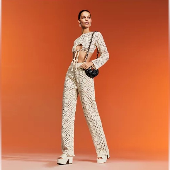 Andrea Iyamah hira Keyhole Crochet Crop Top Swim Cover-Up xs - Picture 2 of 15